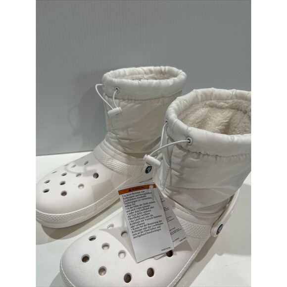 Crocs White Neo Puff Boots M10 W12 White Fleece Lined Comfort - Picture 3 of 13